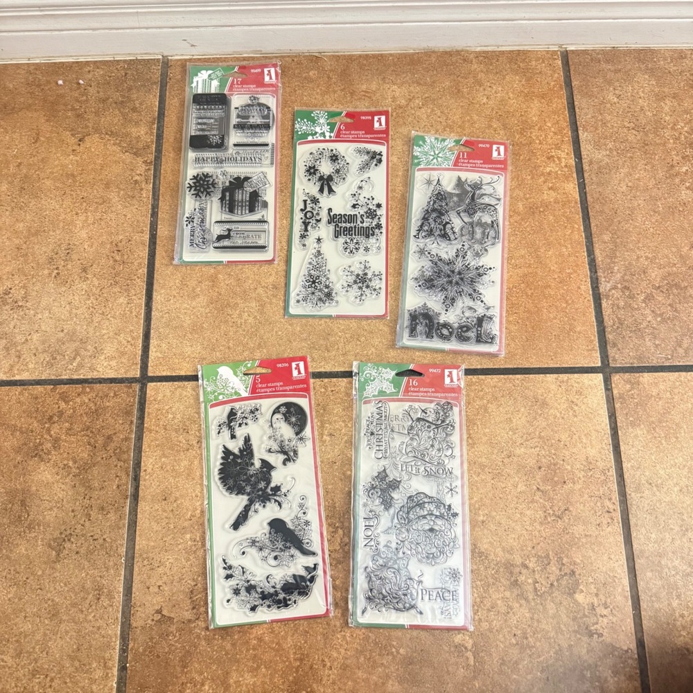Lot of 5 Inkadinkado Christmas Clear Stamps Winter Holiday Scrapbooking New